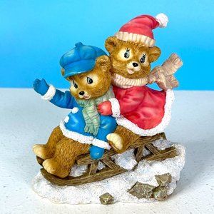 Second Nature Design Bear Seasons Sleigh Ride‎ Snuggle 4.75" Special Ed Figurine
